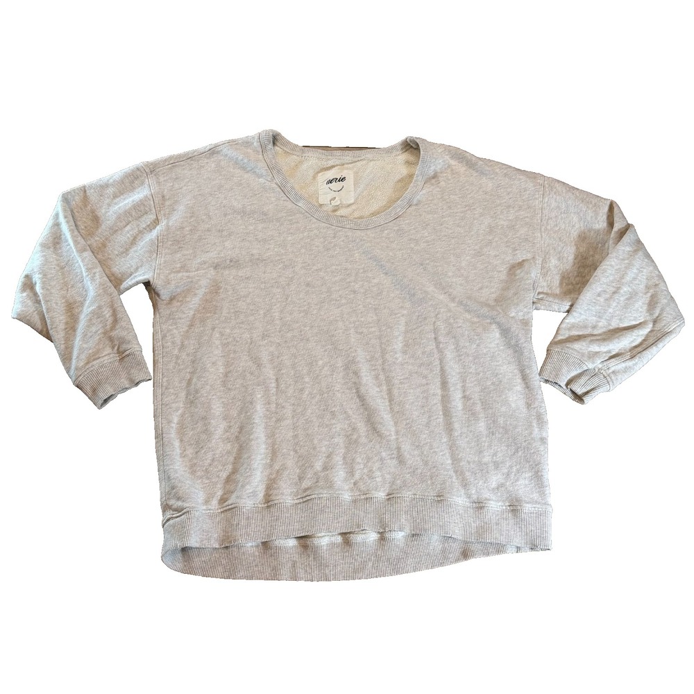 aerie Oversized Crew Neck Sweatshirt Gray Size Small Cozy Comfy‎ Lounge